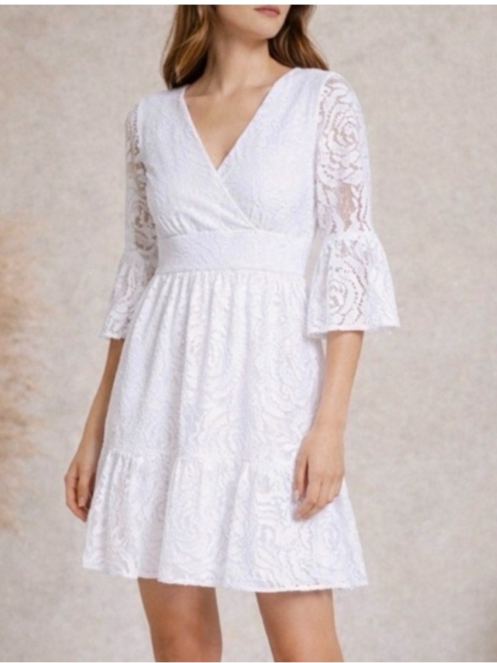 Lilly Pulitzer Cecilia White Lace V-Neck Tiered Mini Dress
